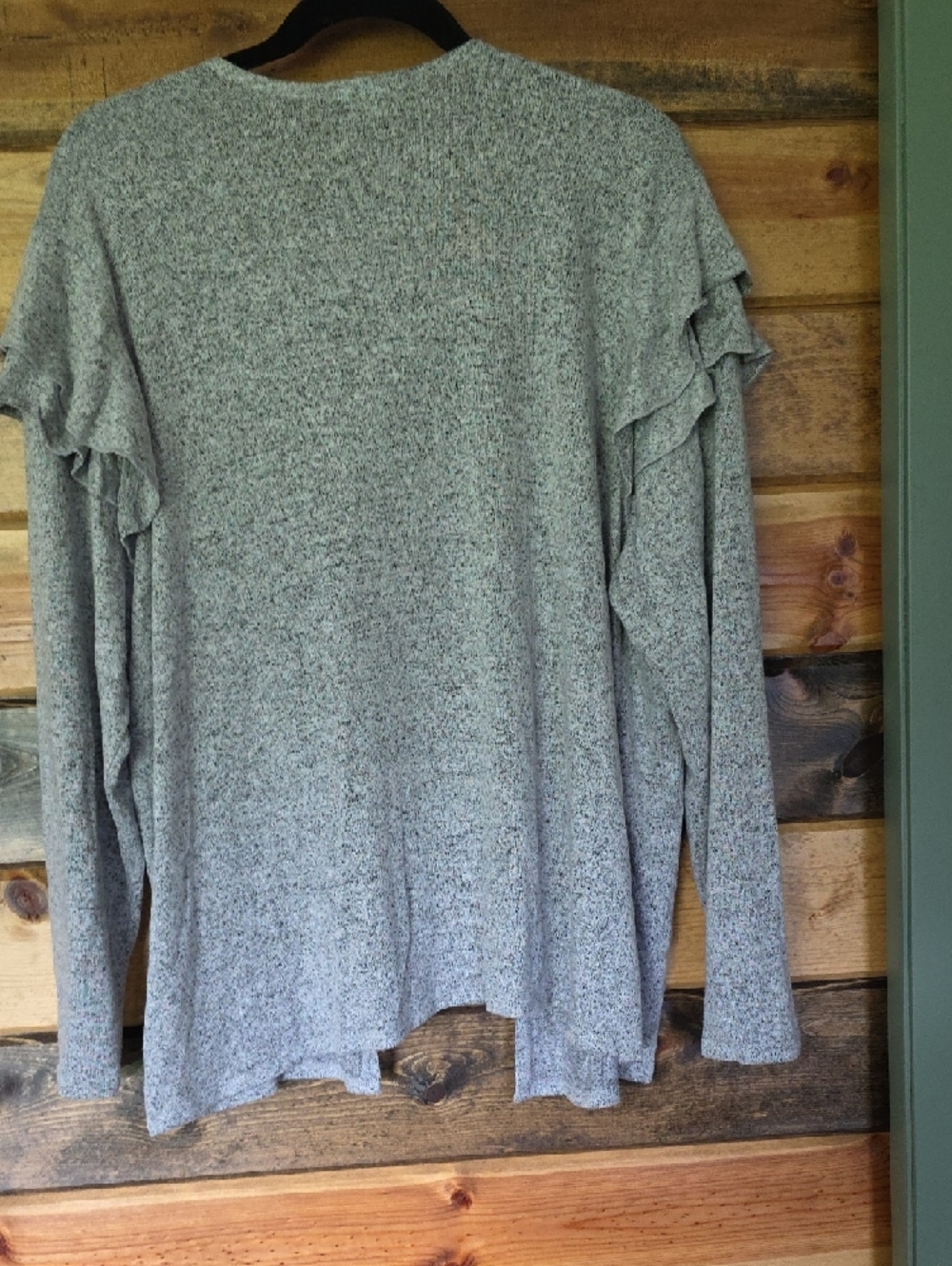 Maurices Gray Open-Front Ruffle-Shoulder Cardigan - Picture 4 of 4